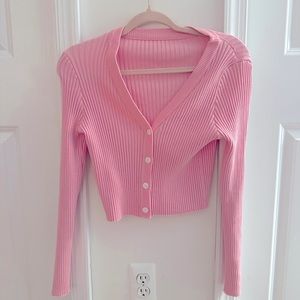 pink button blouse